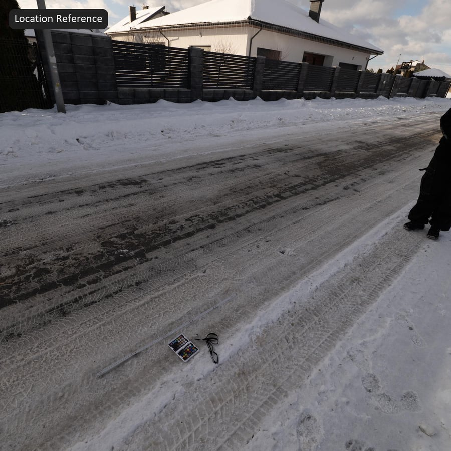 Tire Marks on Dirty Snow Texture