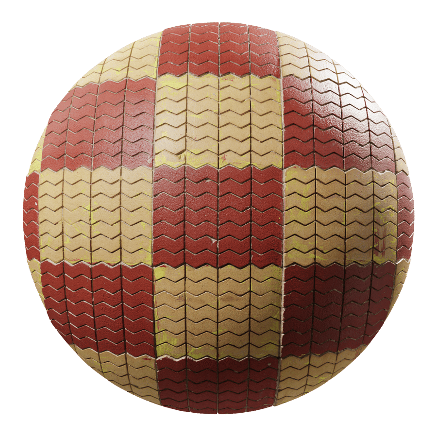Zigzag Klinker Textuur, Rood Geel Geblokt