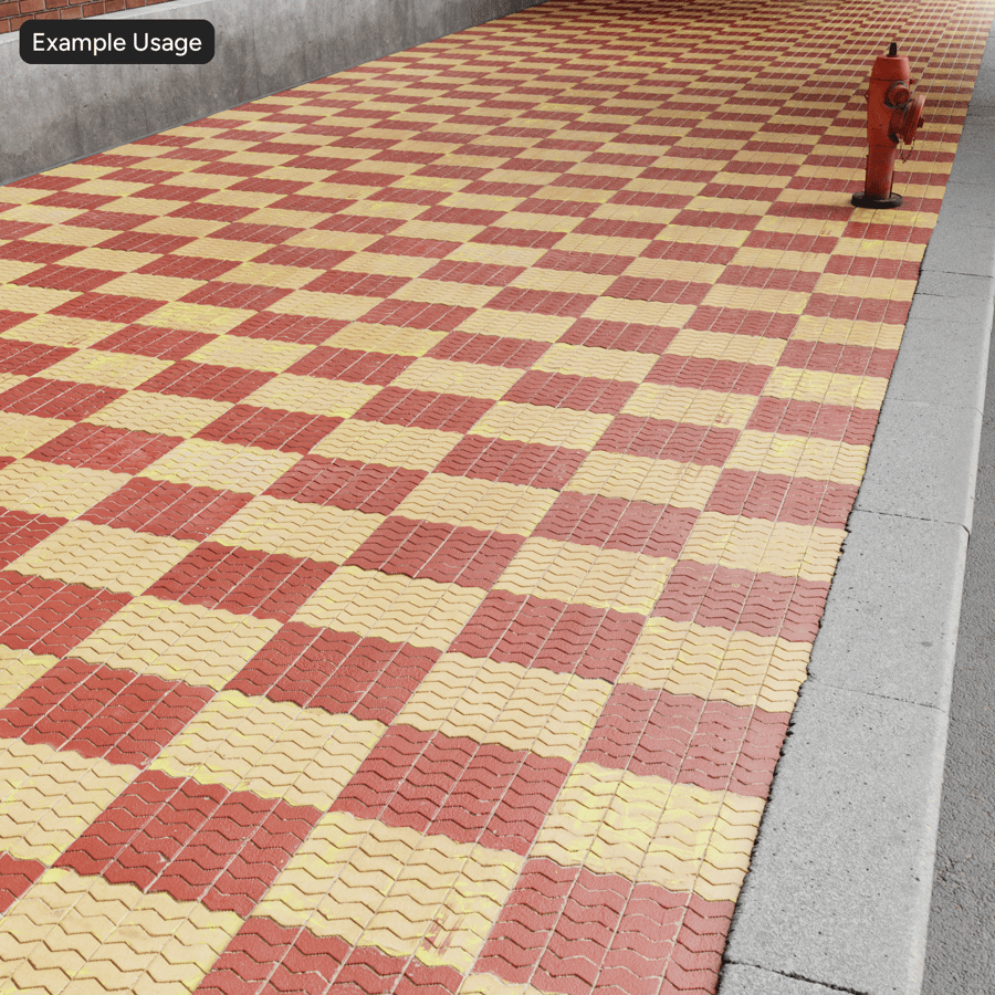Zigzag Paver Texture, Red Yellow Checkered