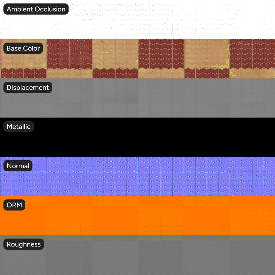 Zigzag Paver Texture, Red Yellow Checkered