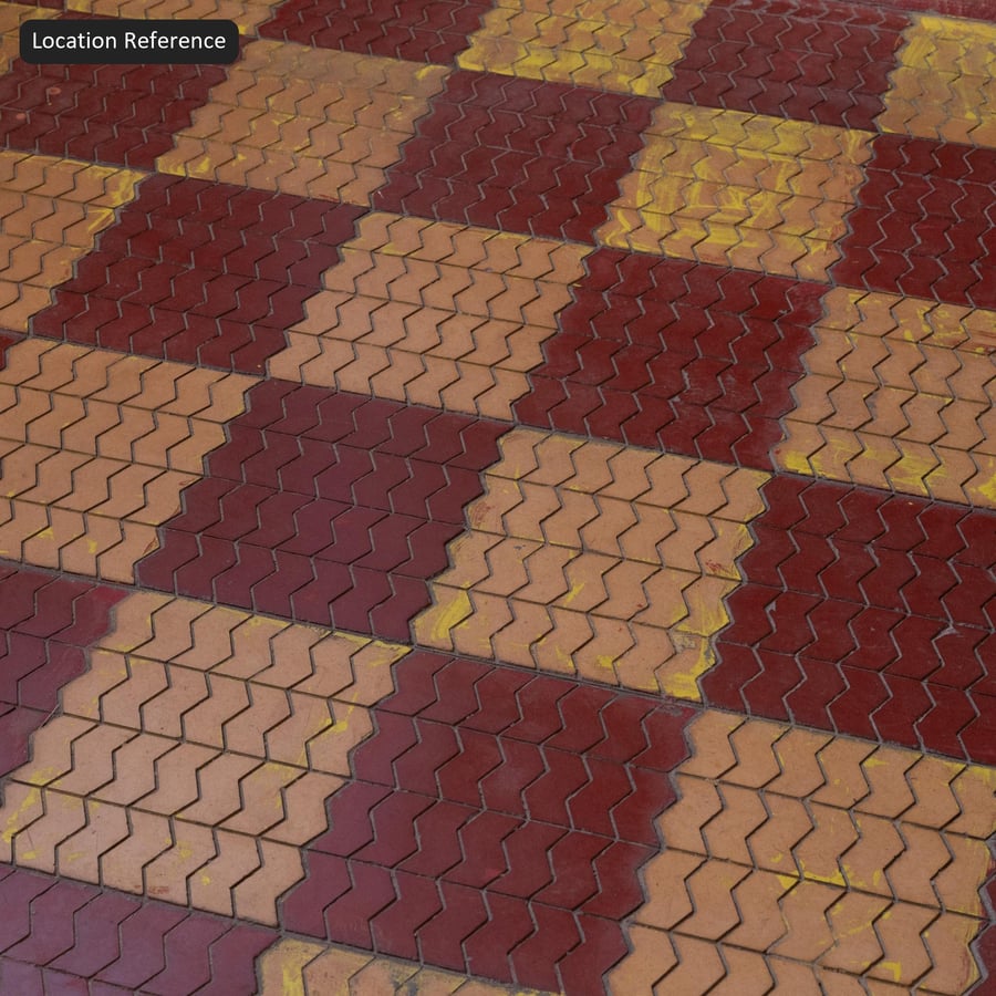 Zigzag Paver Texture, Red Yellow Checkered