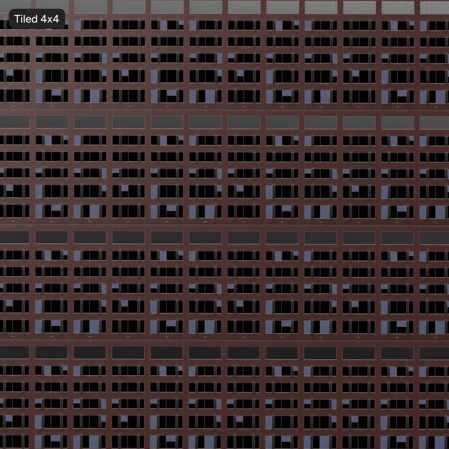Modern Building Facade Brick Wall Aerial Texture, Red