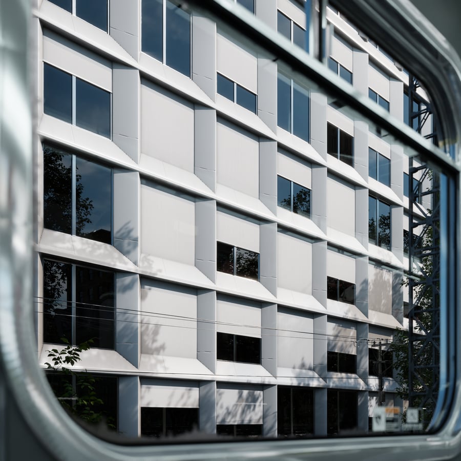 Contemporary Building Facade Wall Aerial Texture, White