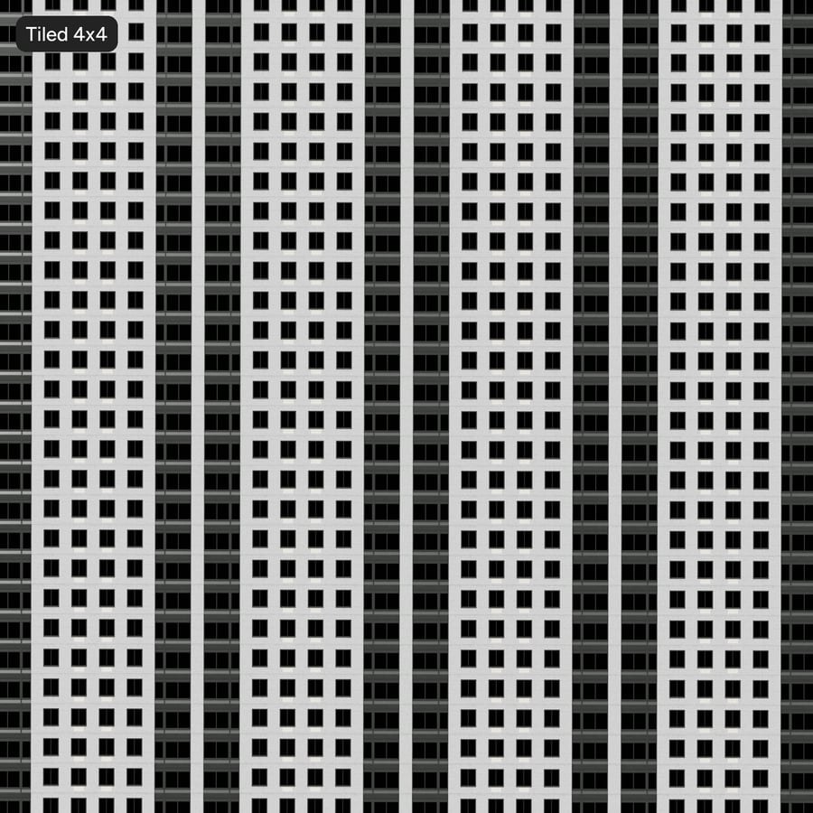 Textura de fachada modernista de tijolo e metal em grid, cinza