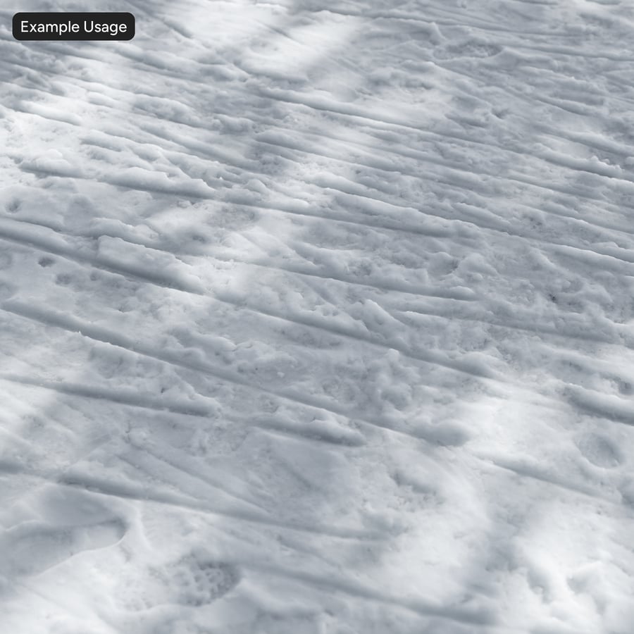 Texture di tracce di pneumatici e impronte su neve alta