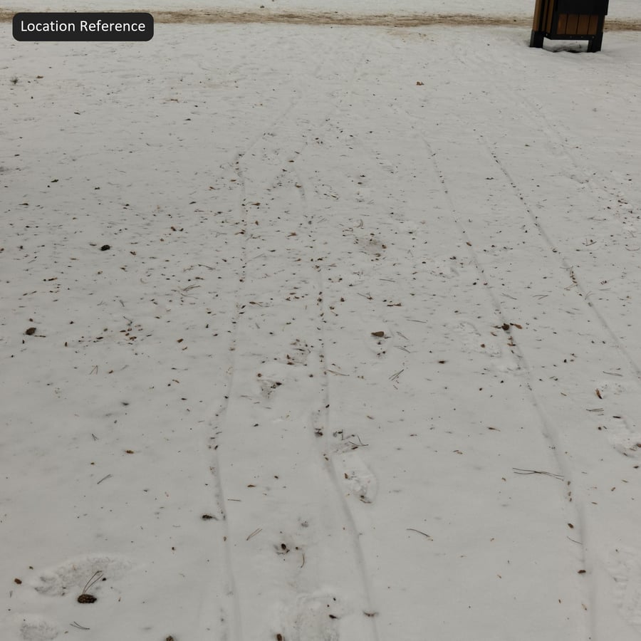 雪上のゴミと足跡のテクスチャ