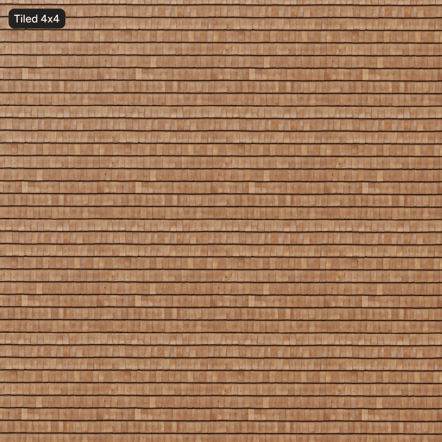 Terracotta Shingle Tile Retaining Wall Texture, Orange