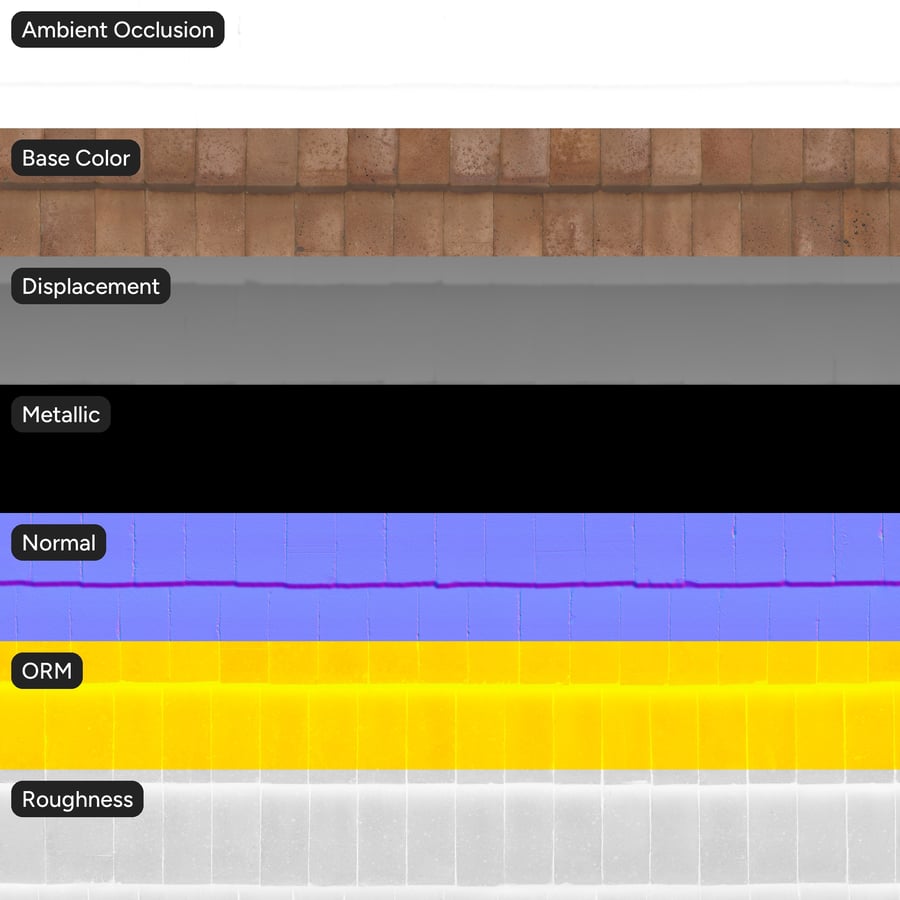 Terracotta Shingle Tile Retaining Wall Texture, Orange