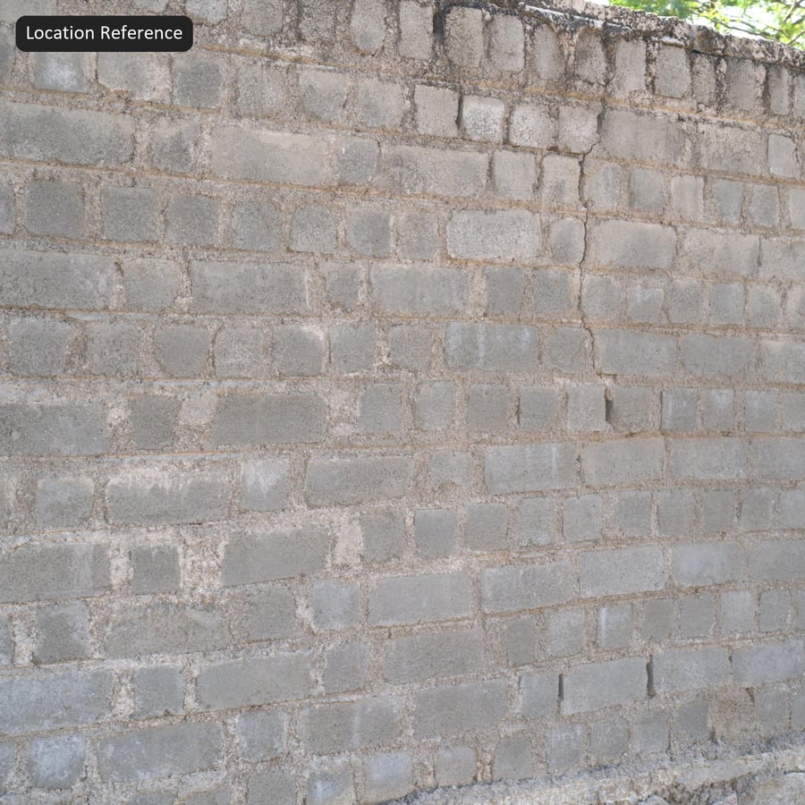 Textura de parede de bloco de concreto desgastado, empoeirada
