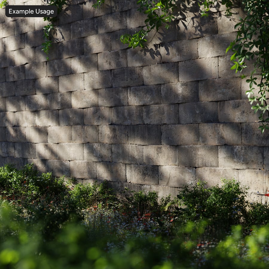 Verweerde verzonken betonblokmuur textuur, beige