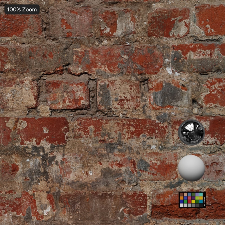 Old Weathered Running Bond Brick Texture, Red