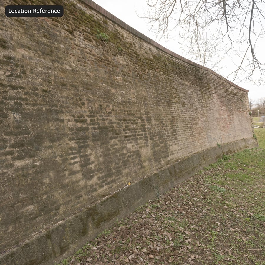 Old Mossy Concrete Block Retaining Wall Texture