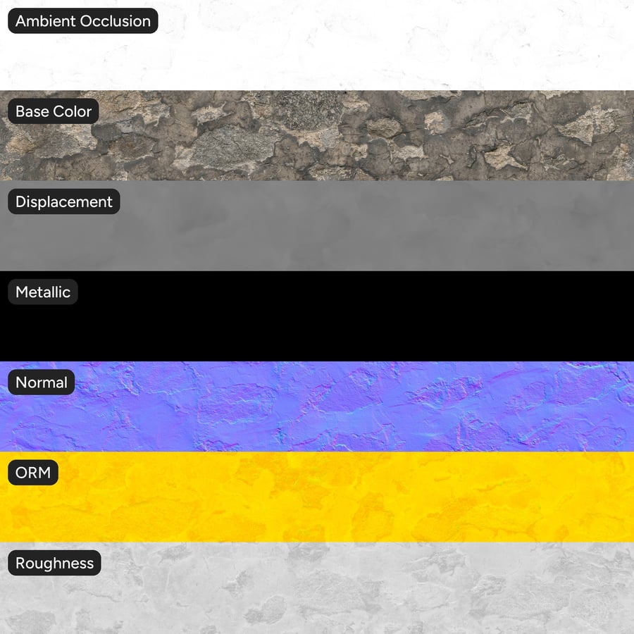 Weathered Rubble Stone Wall Texture, Grey