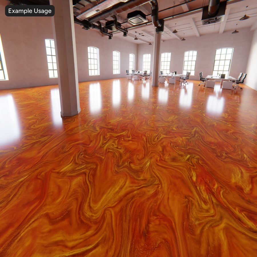 Texture Sàn Epoxy Xoáy, Màu Cam