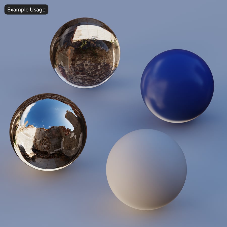 폐허가 된 건물 내부 HDRI, 구름 조금