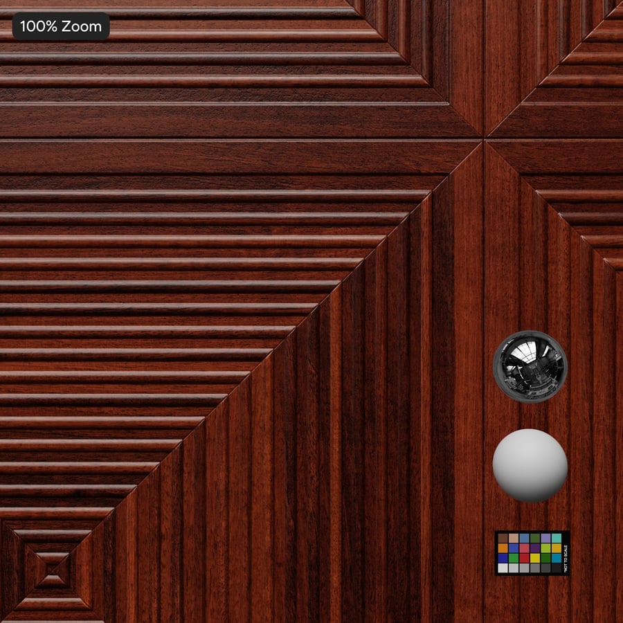 Textura de panel de pared de madera geométrico con cuadrados concéntricos, caoba