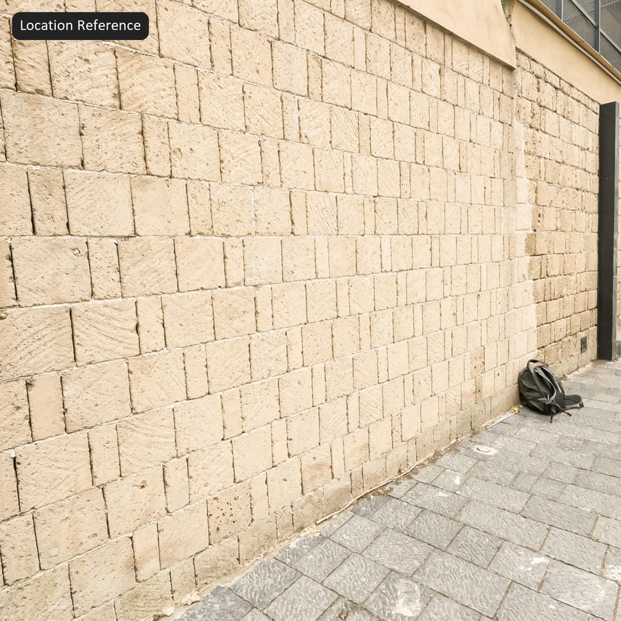 Texture di muro in blocchi di arenaria, beige