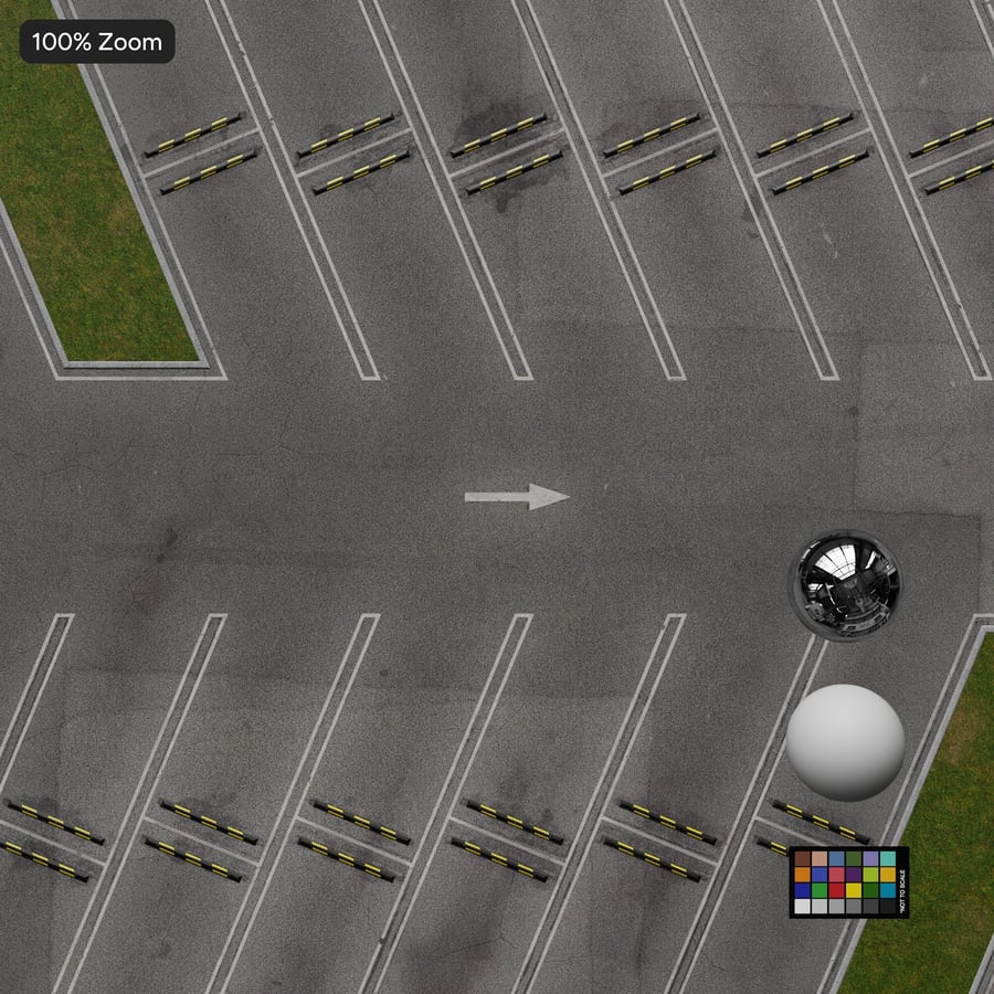 Diagonal Parking Lot Asphalt Texture with Grass Medians