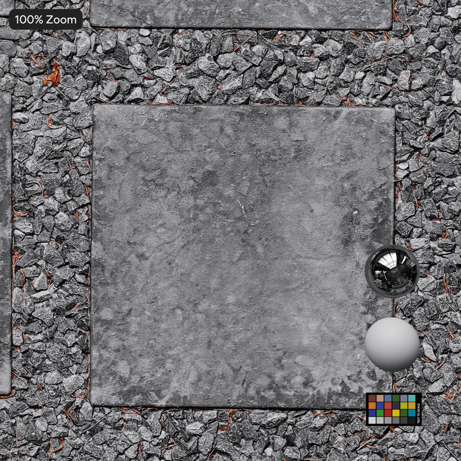 Square Stepping Slab and Gravel Patio Paving Texture, Grey