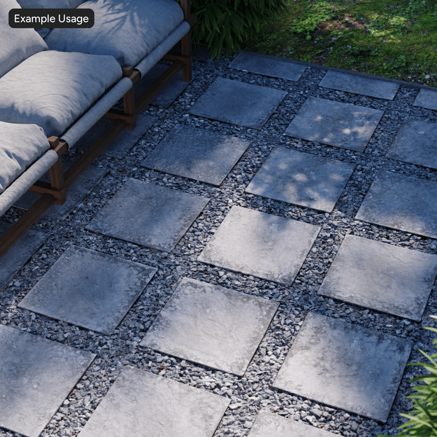 Square Stepping Slab and Gravel Patio Paving Texture, Grey