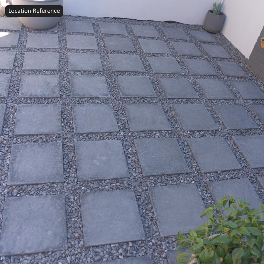 Square Stepping Slab and Gravel Patio Paving Texture, Grey