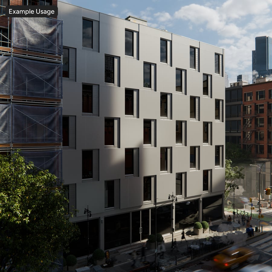 Textúra predsadenej panelovej architektonickej fasády, svetlosivá