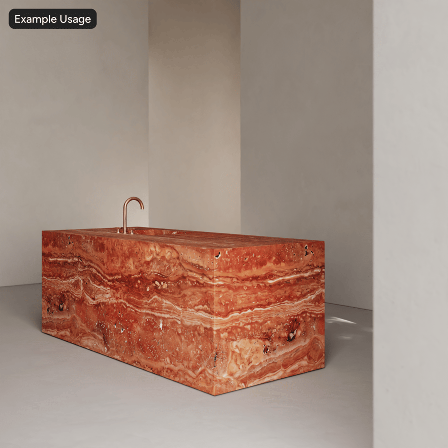 Polished Travertine Stone Slab Texture. Red