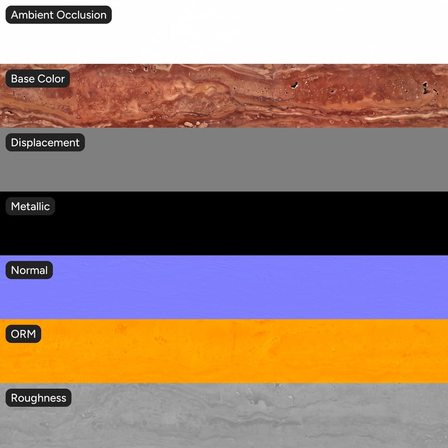 Polished Travertine Stone Slab Texture. Red