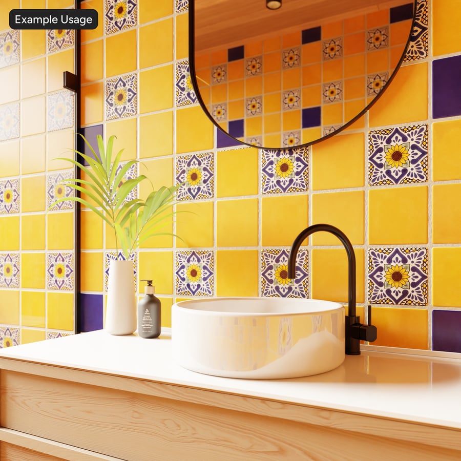 Texture di Piastrelle Quadrate in Ceramica con Motivo Talavera