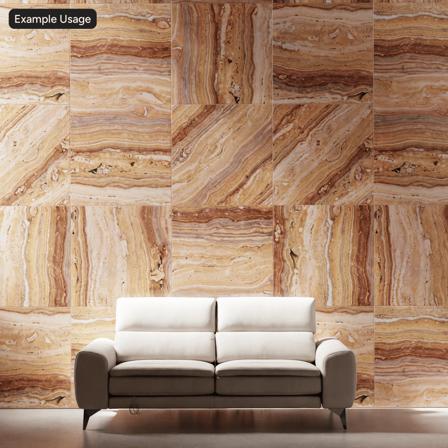 Polished Travertine Tile Stone Wall Texture. Brown