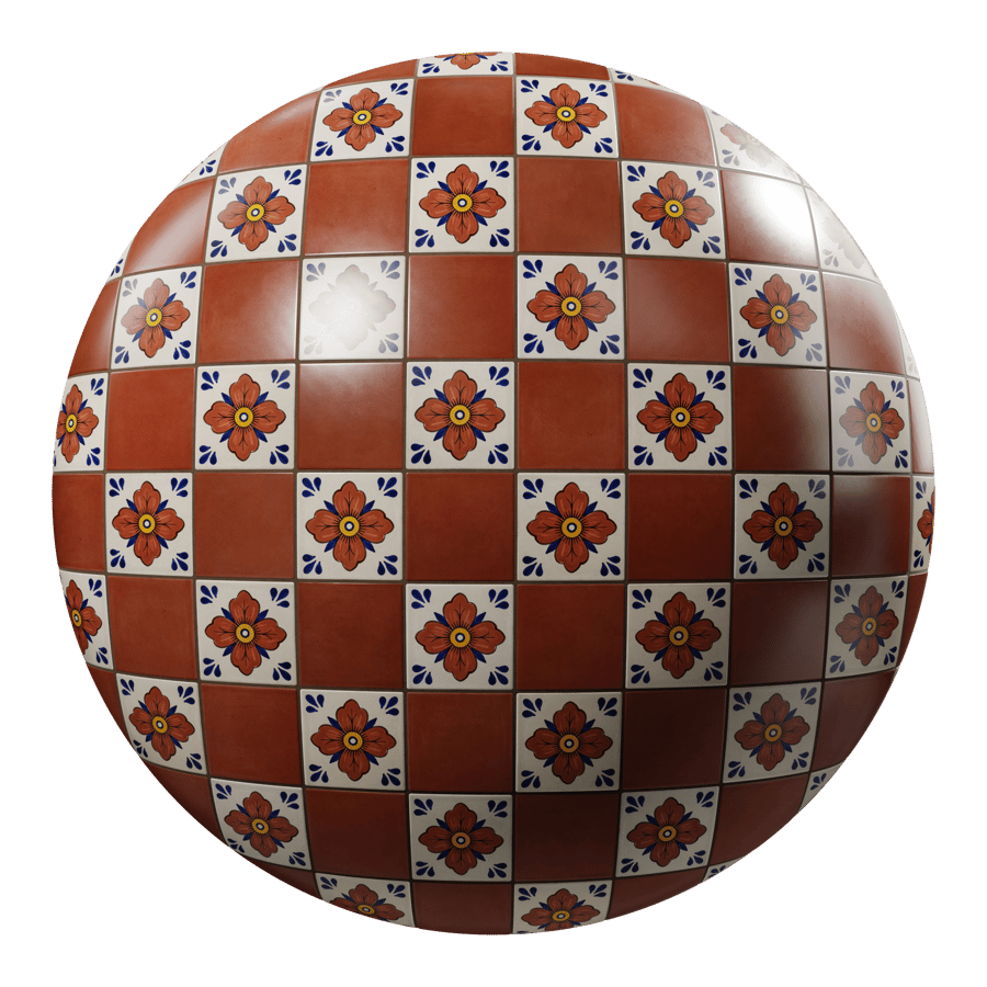 Checkerboard Talavera Ceramic Decorative Tile Texture