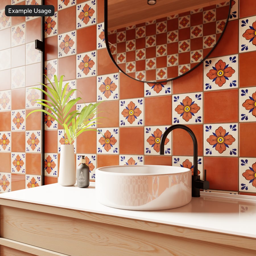Checkerboard Talavera Ceramic Decorative Tile Texture