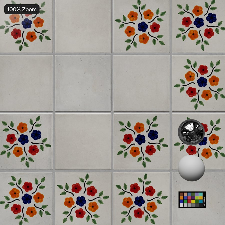 Texture di Piastrelle in Ceramica con Motivo Floreale