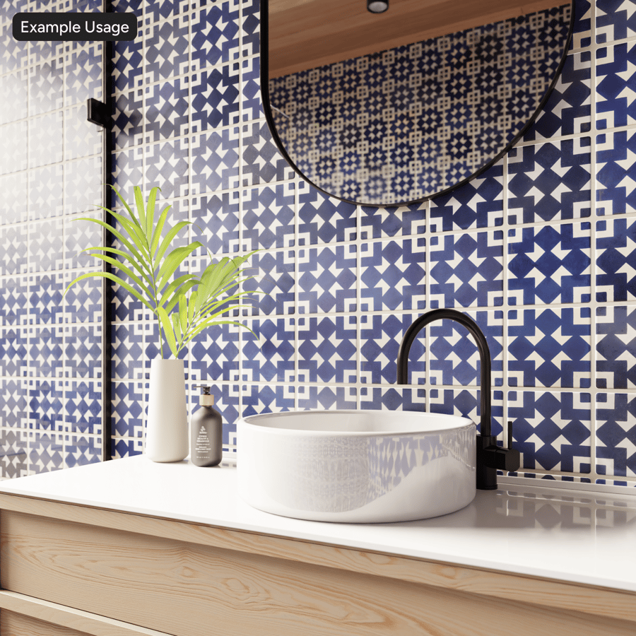 Geometric Patterned Ceramic Glossy Tile Texture