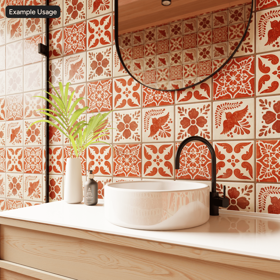 Talavera Ceramic Patterned Tile Texture