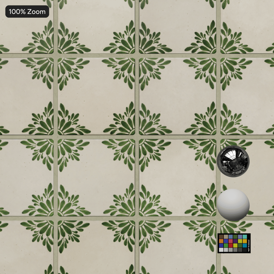 Botanical Patterned Ceramic Tile Texture, Green