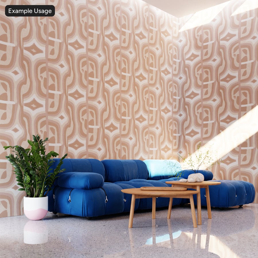 Geometrisch textiel behang met patroon, bruin