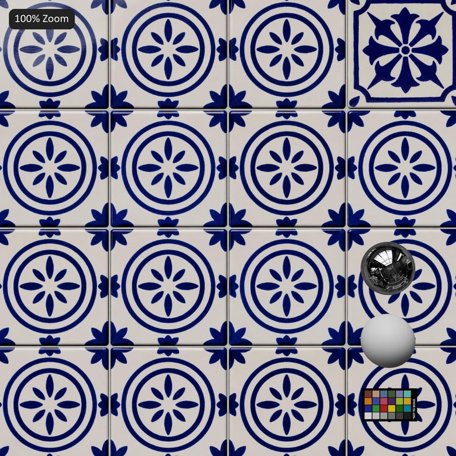 Textura de azulejo cerámico con patrón geométrico Talavera, azul