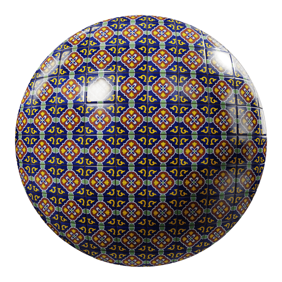Geometric Talavera Ceramic Square Tile Texture, Blue