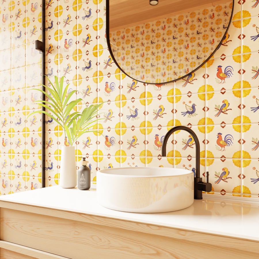 Decorative Talavera Ceramic Tile Texture, Orange