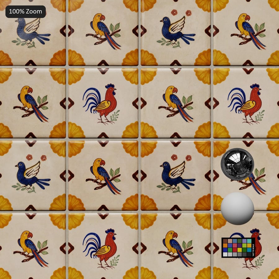 Decorative Talavera Ceramic Tile Texture, Orange
