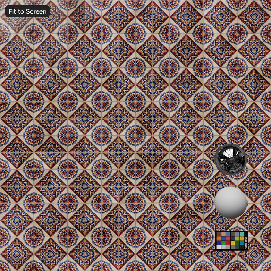 Decorative Talavera Ceramic Tile Texture, Multicolored