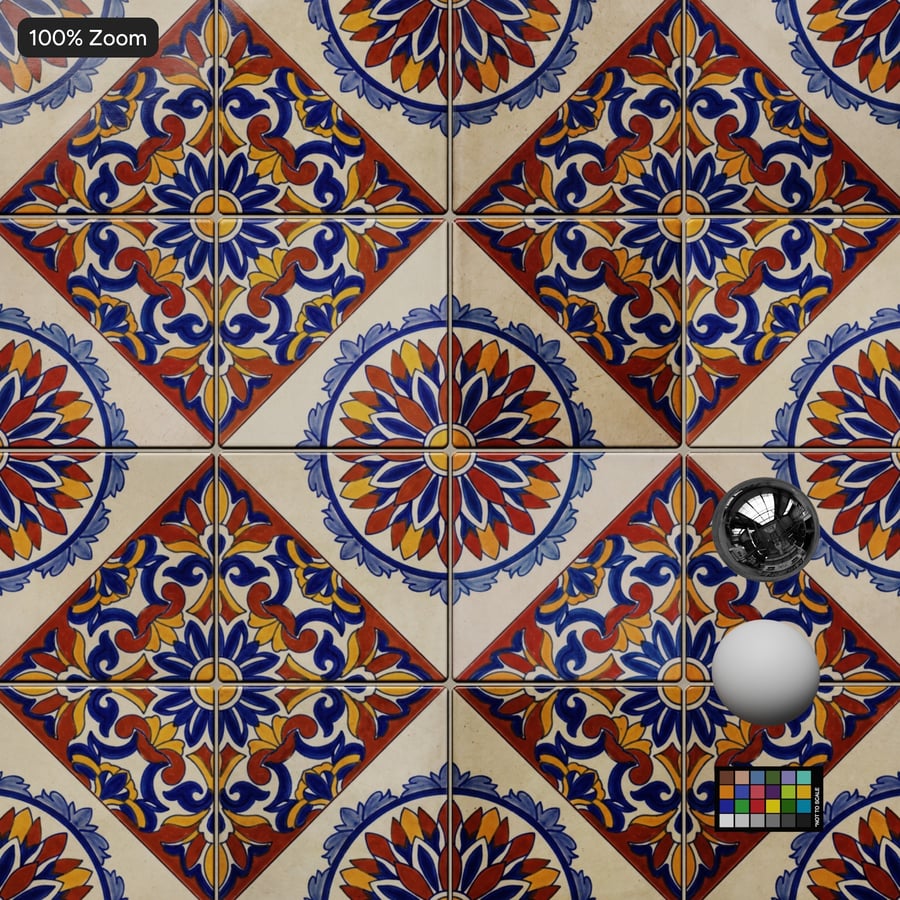 Decorative Talavera Ceramic Tile Texture, Multicolored