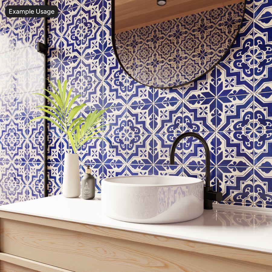 Textura de azulejo cerámico brillante Talavera, azul