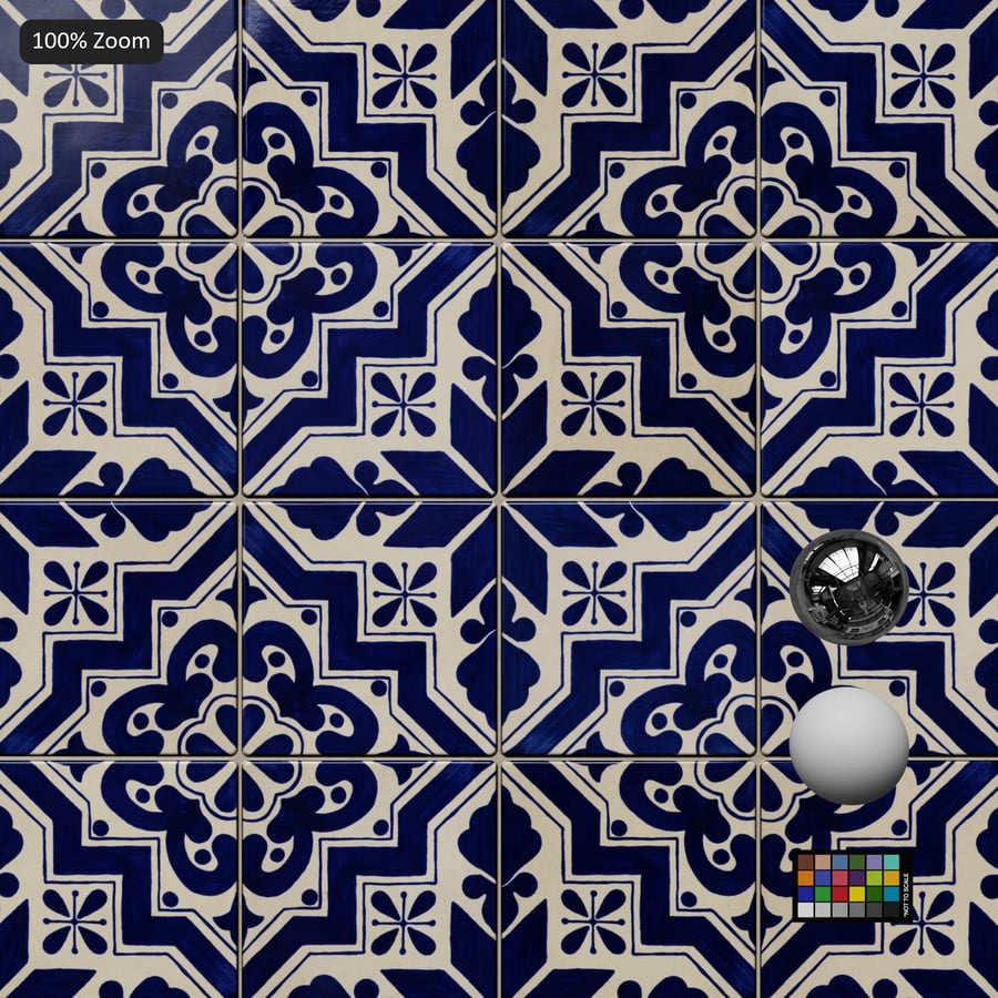 Textura de azulejo cerámico brillante Talavera, azul
