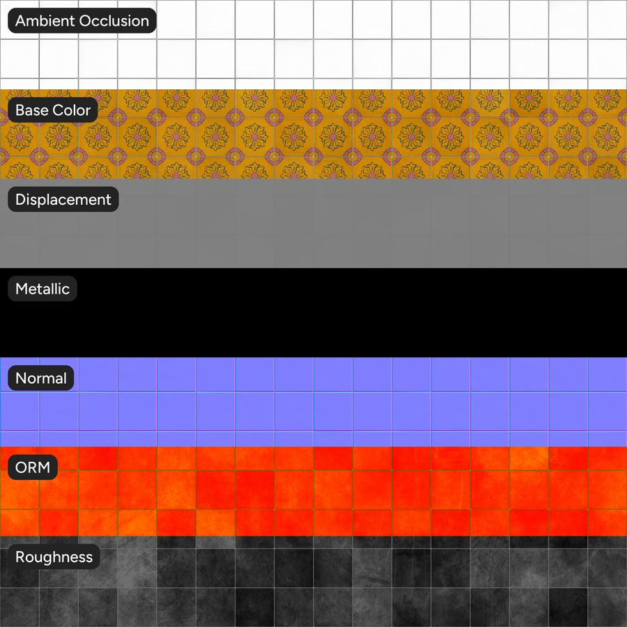 Floral Patterned Ceramic Talavera Tile Texture, Yellow