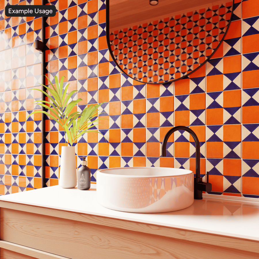 Geographic Talavera Ceramic Square Tile Texture