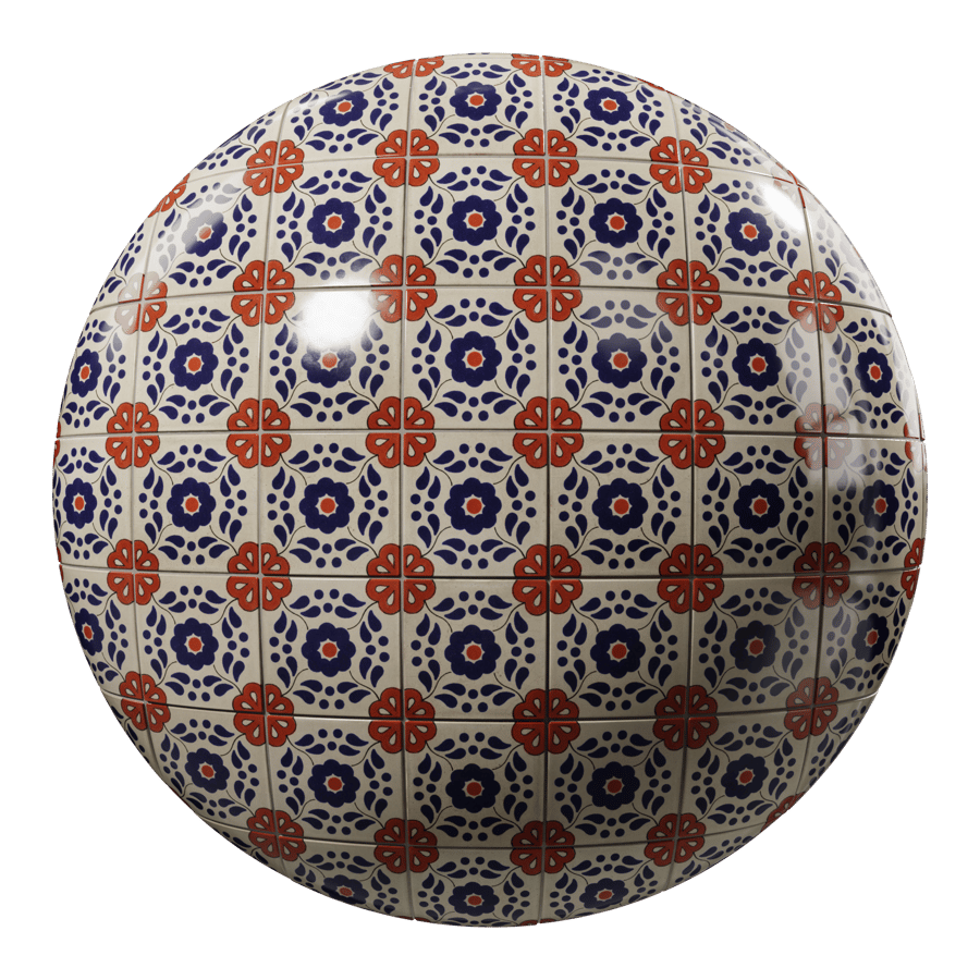 Talavera Patterned Ceramic Glossy Tile Texture