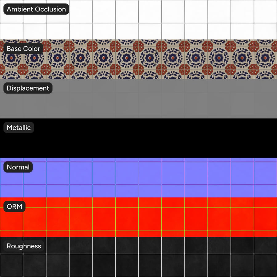 Talavera Patterned Ceramic Glossy Tile Texture