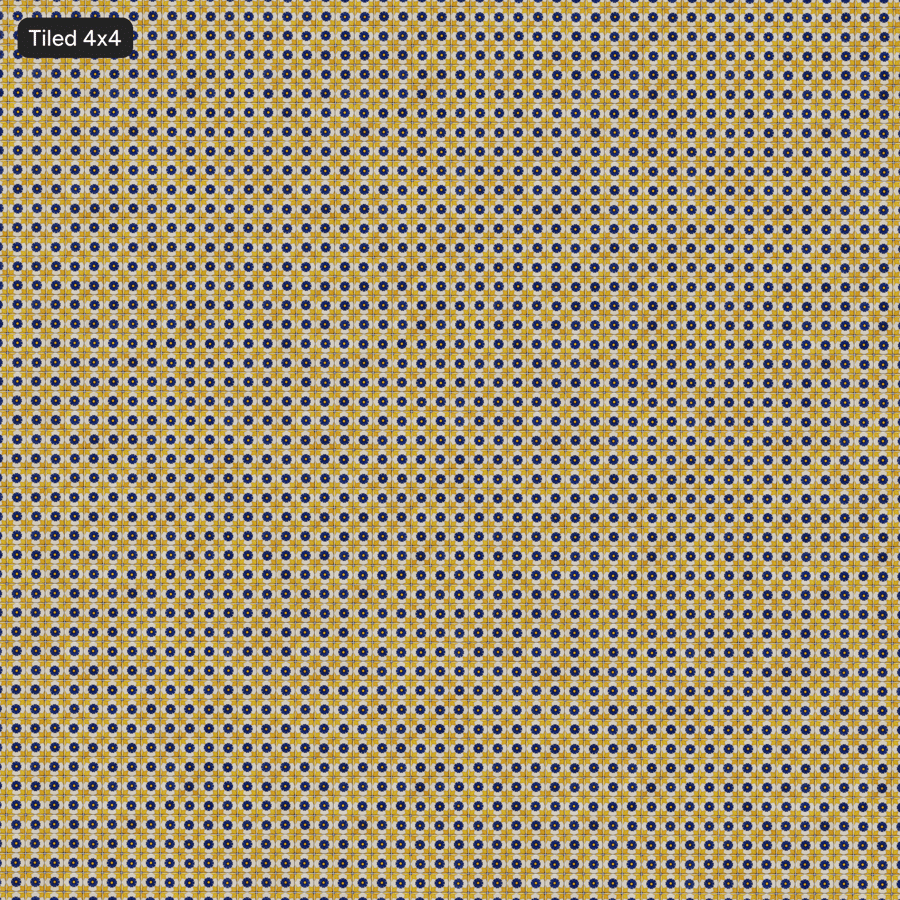Floral Talavera Ceramic Tile Texture, Blue and Yellow